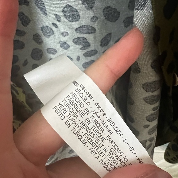 NWT ZARA Pajama Style Animal Print Satin Black Green Button Down Sz M - Picture 6 of 6